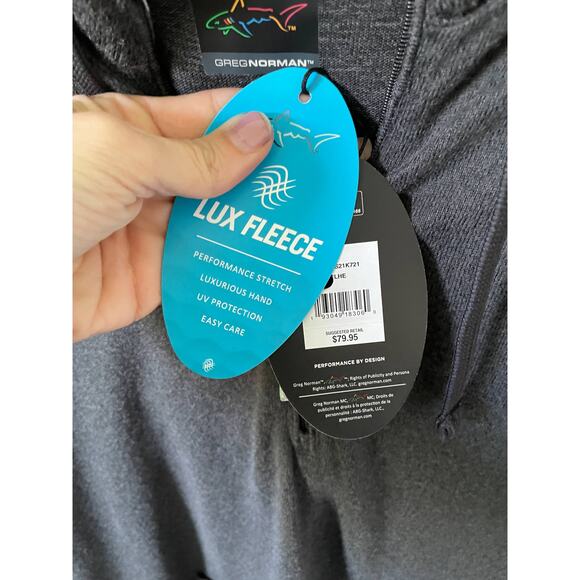 Greg Norman Quarter Zip Hooded Lux Fleece Shirt Gray Size Medium NEW - Picture 7 of 8